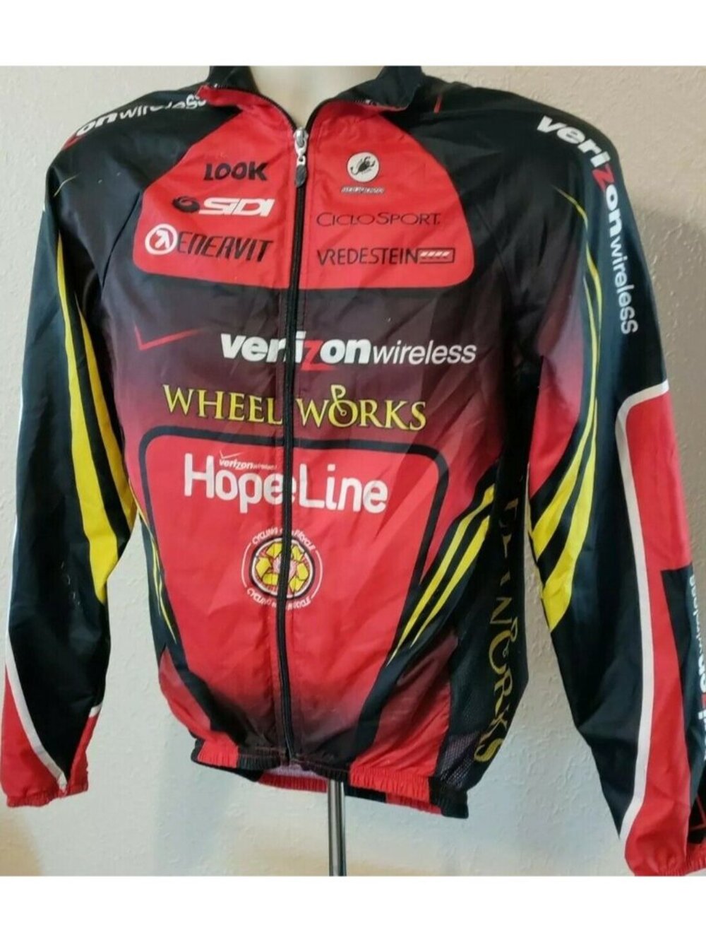 Vintage Verizon Wireless Cycling Jacket Men Women XS Wheel Works Look Sidi Team
